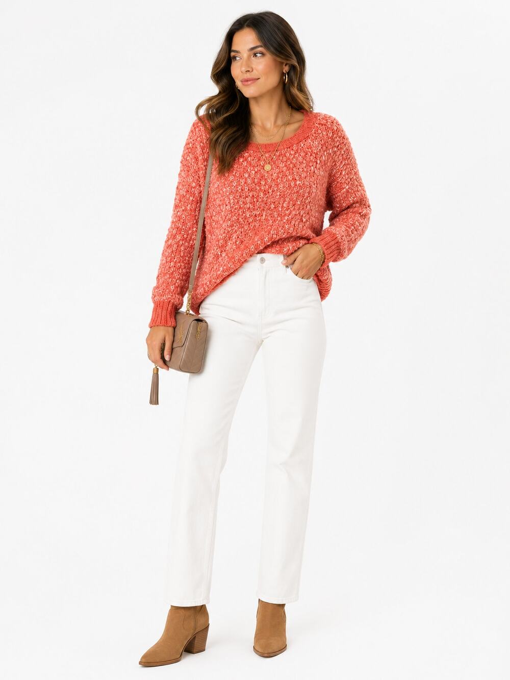 Free People Coral Chunky Knit Sweater Oversized Slouchy Pullover Women’s Small